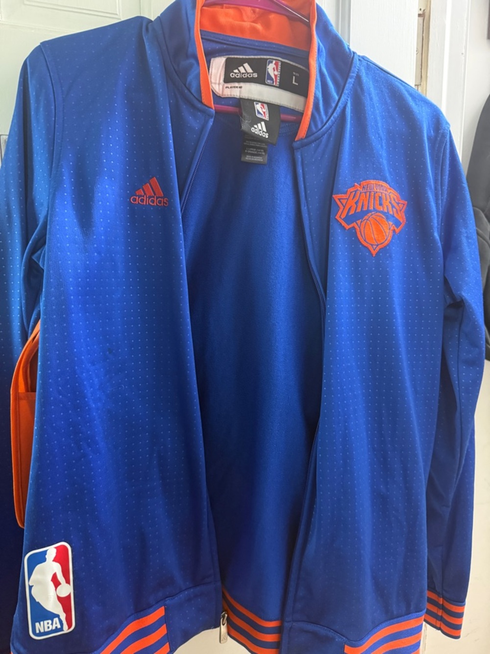 Adidas NBA Knicks Blue and Orange Jacket - Size L